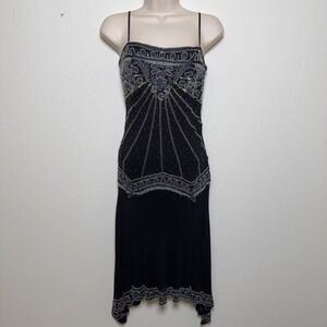 VTG Sue Wong Women 100% SILK Fairy Beaded Nocturne Dress Flapper Prom Whimsigoth